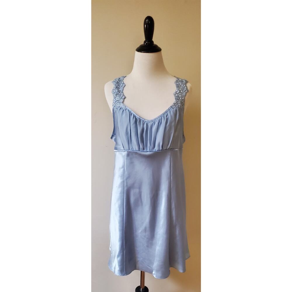 Oscar De La Renta Baby Blue Babydoll Lingerie Slip Dress Size XL